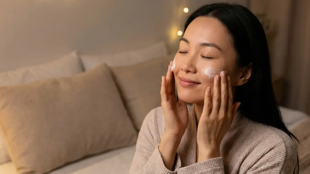 Ilustrasi kulit wajah sebelum dan sesudah memakai Rest & Restore Night Cream.