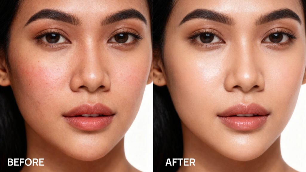 Perbandingan kulit sebelum dan sesudah penggunaan Care and Repair Multi-Serum