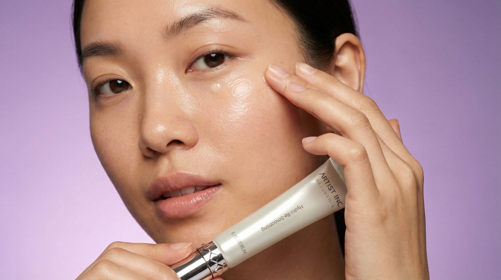 perempuan mengaplikasikan eye serum dibawah mata