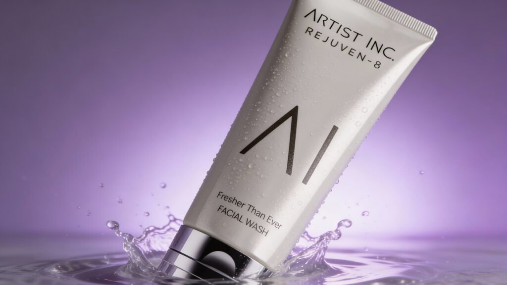 facial wash sedang disiram dengan air