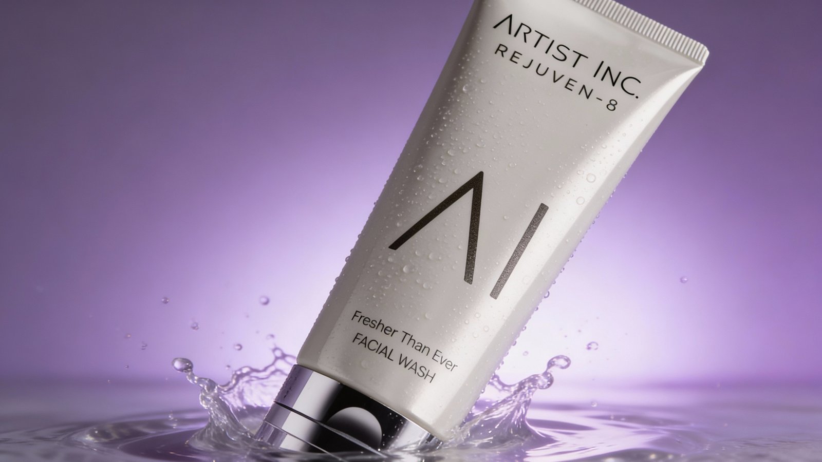 facial wash sedang disiram dengan air