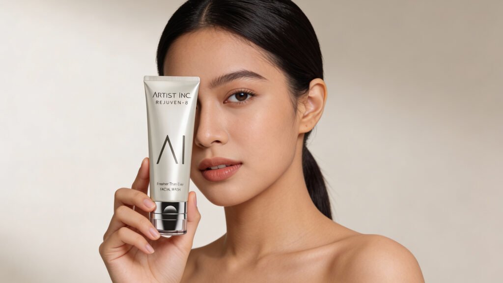 Talent memegang product facial wash