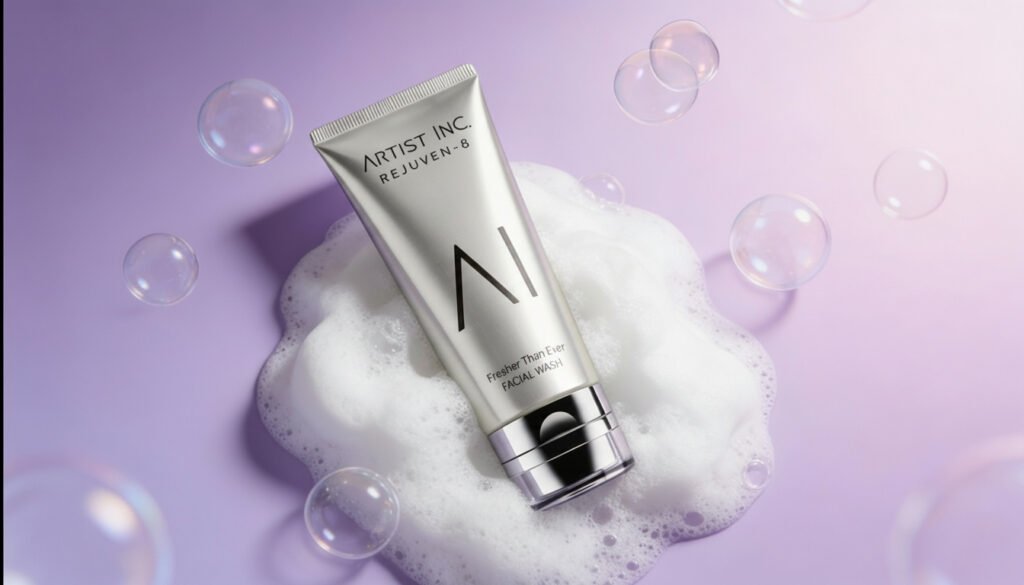 Facial wash yang dikelilingi busa