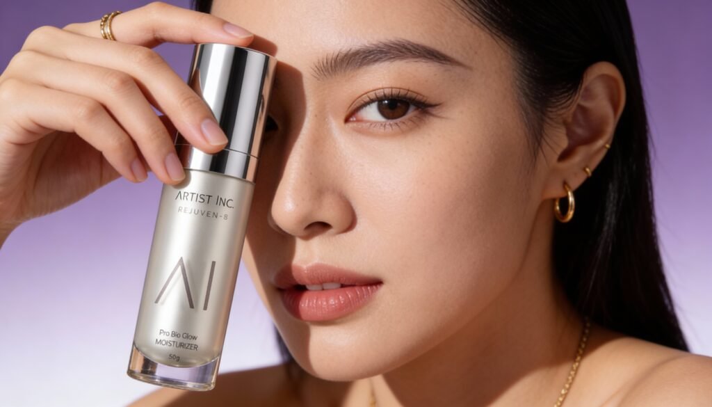 perempuan memegang product moisturizer