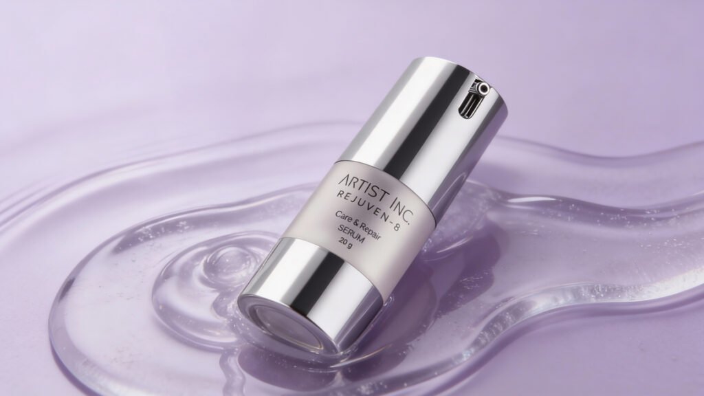 Botol product sedang dituangkan serum