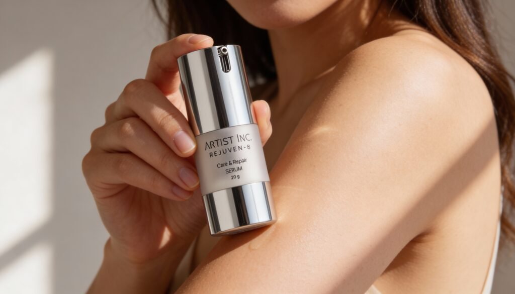 perempuan memegang serum