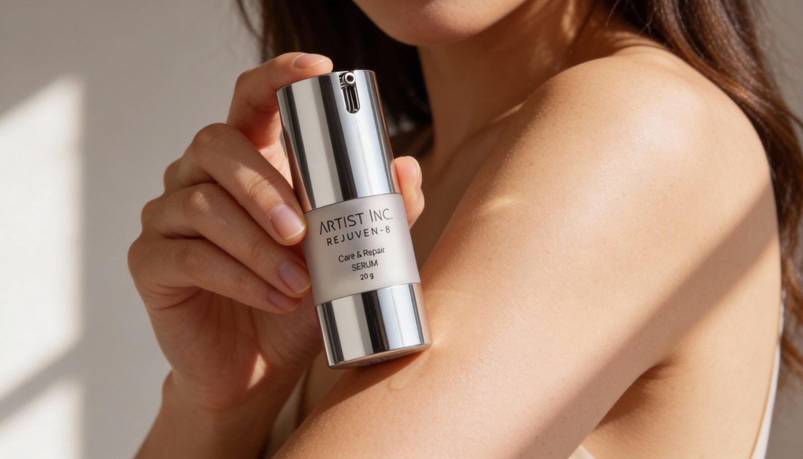 perempuan memegang serum