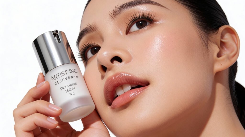 perempuan memegang serum