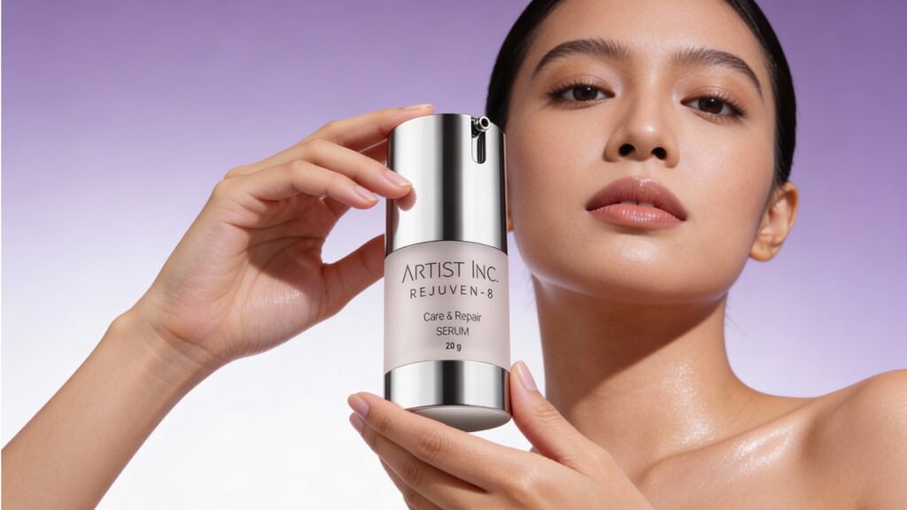 perempuan sedang memegang product serum