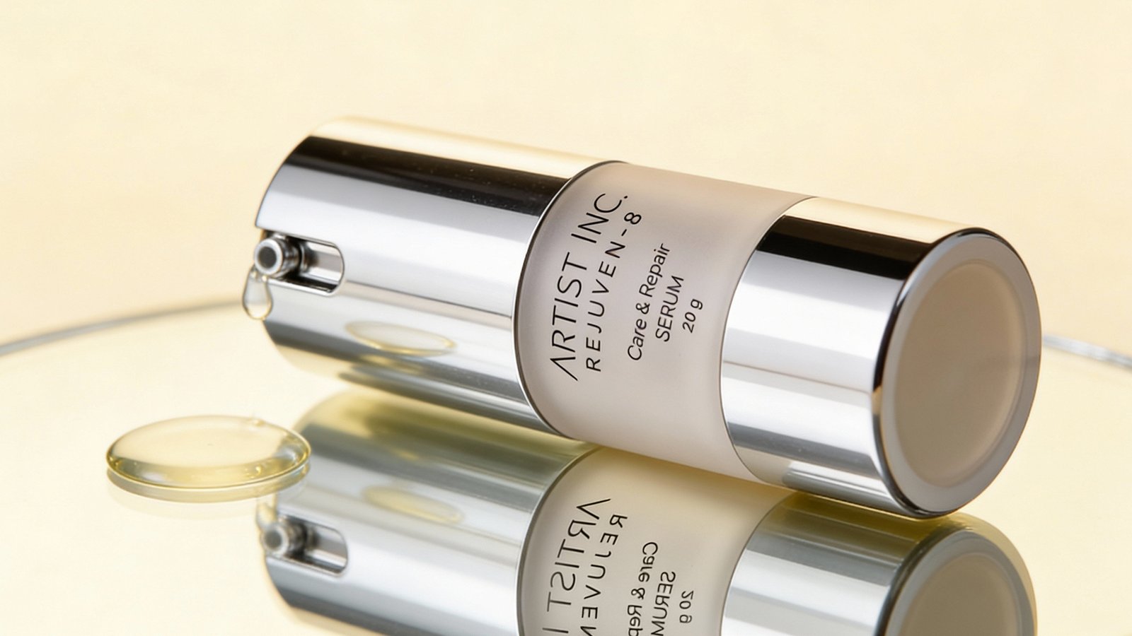 Product serum yang ditumpahkan diatas kaca