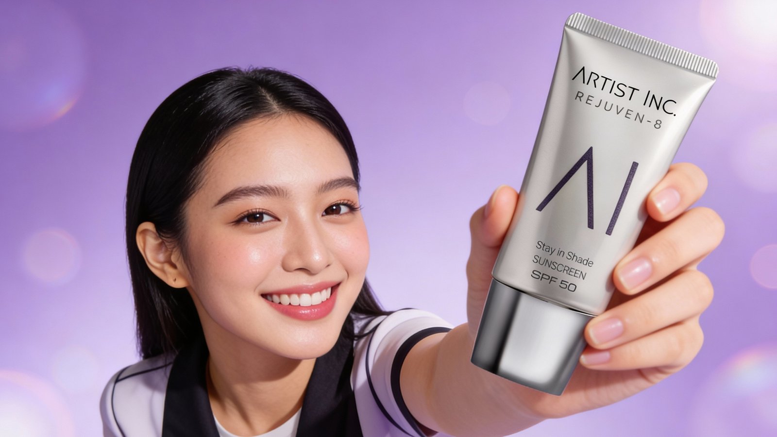 Perempuan memegang sunscreen