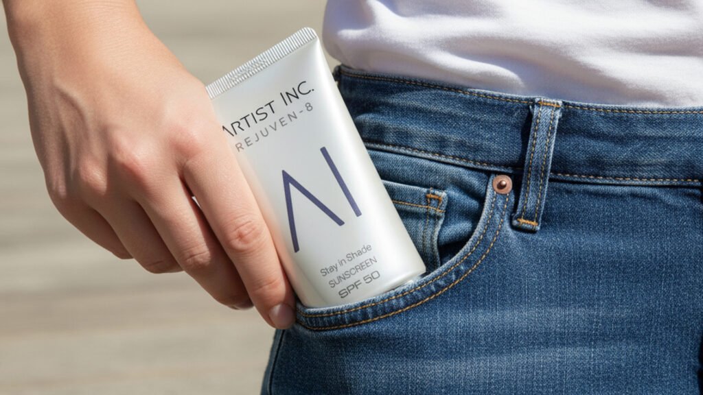 Sunscreen dimasukkan di saku celana